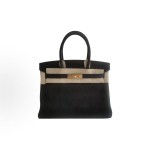 HERMES Birkin 30 Gold buckle platinum handbag 30 Women\'s Edition 89 Noir Black